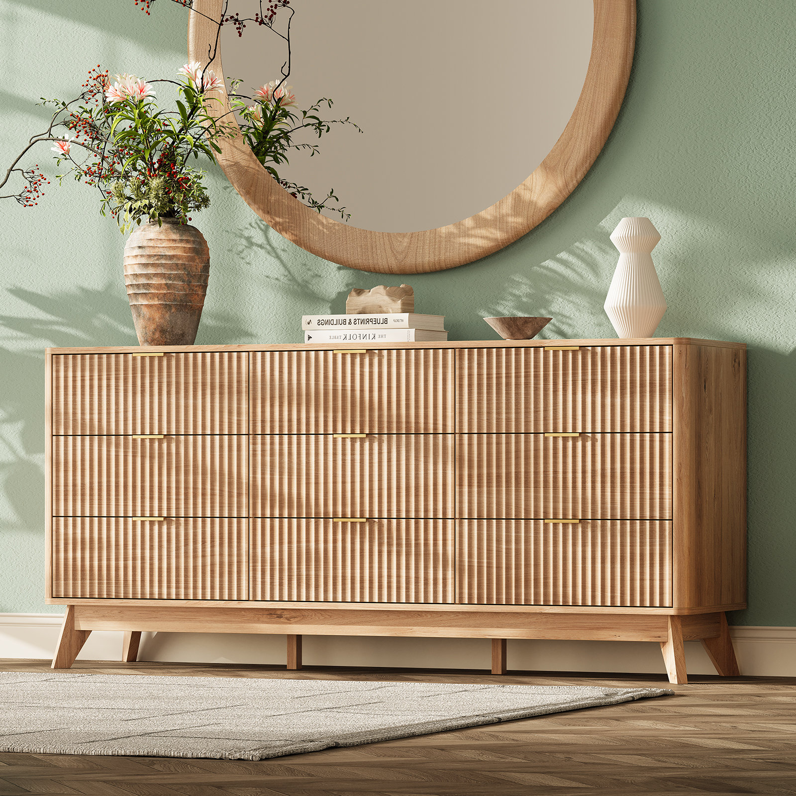 draw drawers バックオープンTシャツ ベージュ Amazon.com: KSOBEBVT 8 Drawer Dresser Natural Oak, Safe Chest of